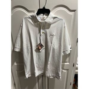 John Deere Shirt Mens Large White Cutter & Buck Collared Polo Casual Golf Shirt